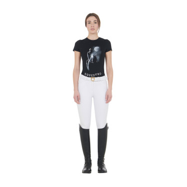 T-shirt femme Equestro coupe slim imprimé Moonlight manches courtes Noir T-shirt femme Equestro coupe slim imprimé Moonlight manches courtes Noir