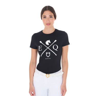 T-shirt femme Equestro EQ coton manches courtes Noir