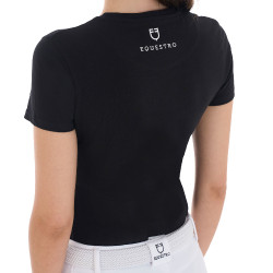 T-shirt femme Equestro EQ coton manches courtes Noir