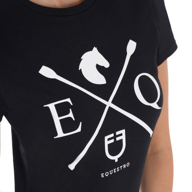 T-shirt femme Equestro EQ coton manches courtes Noir