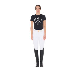 T-shirt femme Equestro EQ coton manches courtes Noir