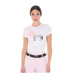 T-shirt femme Equestro Head In The Clouds en coton manches courtes Blanc T-shirt femme Equestro Head In The Clouds en coton manches courtes Blanc