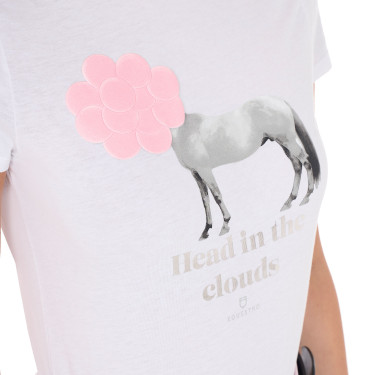 T-shirt femme Equestro Head In The Clouds en coton manches courtes Blanc T-shirt femme Equestro Head In The Clouds en coton manches courtes Blanc