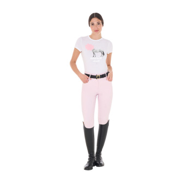 T-shirt femme Equestro Head In The Clouds en coton manches courtes Blanc T-shirt femme Equestro Head In The Clouds en coton manches courtes Blanc