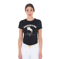 T-shirt femme Equestro Jumping Horse Club coton manches courtes Noir T-shirt femme Equestro Jumping Horse Club coton manches courtes Noir