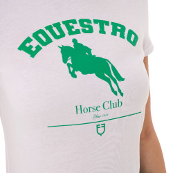 T-shirt femme Equestro Jumping Horse Club coton manches courtes Blanc T-shirt femme Equestro Jumping Horse Club coton manches courtes Blanc