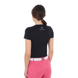 T-shirt femme Equestro So Lovely en coton manches courtes Noir T-shirt femme Equestro So Lovely en coton manches courtes Noir