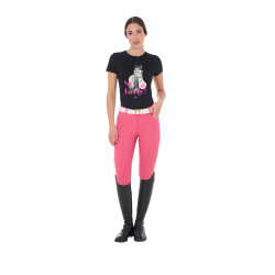 T-shirt femme Equestro So Lovely en coton manches courtes Noir T-shirt femme Equestro So Lovely en coton manches courtes Noir
