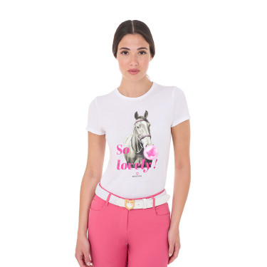 T-shirt femme Equestro So Lovely en coton manches courtes Blanc