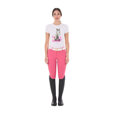 T-shirt femme Equestro So Lovely en coton manches courtes Blanc