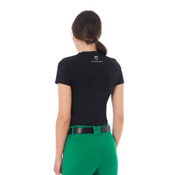 T-shirt femme Equestro Stripe Horse Club coton manches courtes Noir T-shirt femme Equestro Stripe Horse Club coton manches courtes Noir