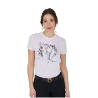 T-shirt femme Equestro Wild Flower en coton manches courtes Noir