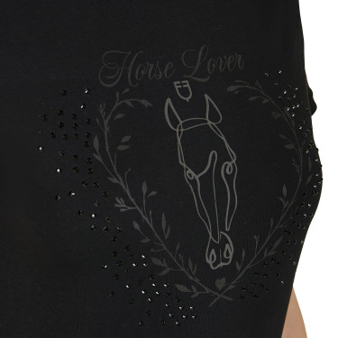 T-shirt femme Equestro Wild Heart en coton manches courtes Noir