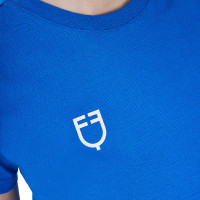 T-shirt femme Equestro x FISE coupe slim manches courtes Bleu de savoie