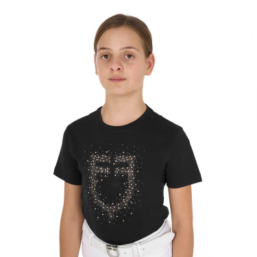 T-shirt fille Equestro coupe slim à logo pailleté rose manches courtes Noir T-shirt fille Equestro coupe slim à logo pailleté rose manches courtes Noir