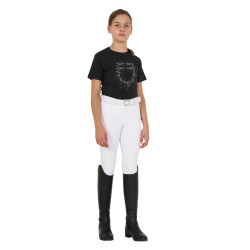 T-shirt fille Equestro coupe slim à logo pailleté rose manches courtes Noir T-shirt fille Equestro coupe slim à logo pailleté rose manches courtes Noir