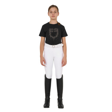T-shirt fille Equestro coupe slim à logo pailleté rose manches courtes Noir T-shirt fille Equestro coupe slim à logo pailleté rose manches courtes Noir