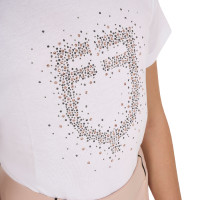 T-shirt fille Equestro coupe slim à logo pailleté rose manches courtes Blanc