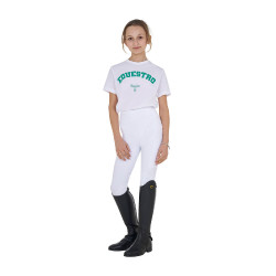 T-shirt fille Equestro Horse Club coton manches courtes Blanc