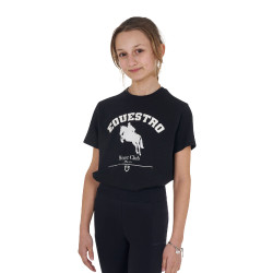 T-shirt fille Equestro Jumping Horse Club coton manches courtes Noir T-shirt fille Equestro Jumping Horse Club coton manches courtes Noir