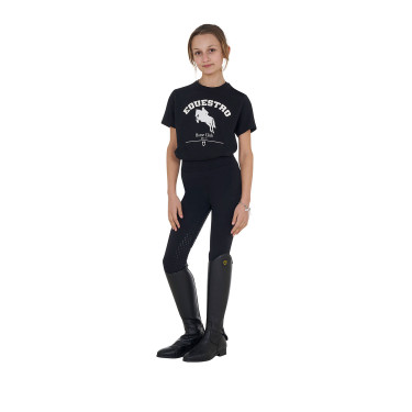 T-shirt fille Equestro Jumping Horse Club coton manches courtes Noir T-shirt fille Equestro Jumping Horse Club coton manches courtes Noir