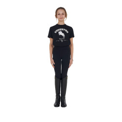 T-shirt fille Equestro Jumping Horse Club coton manches courtes Noir T-shirt fille Equestro Jumping Horse Club coton manches courtes Noir