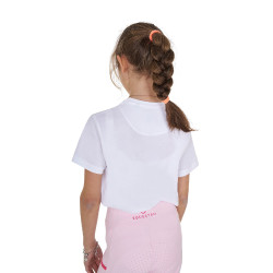 T-shirt fille Equestro Ready To The Party en coton avec strass manches courtes Blanc T-shirt fille Equestro Ready To The Party en coton avec strass manches courtes Blanc