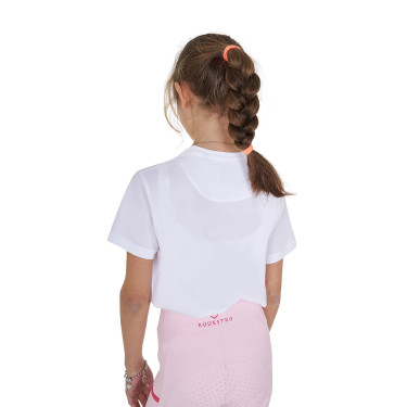 T-shirt fille Equestro Ready To The Party en coton avec strass manches courtes Blanc T-shirt fille Equestro Ready To The Party en coton avec strass manches courtes Blanc