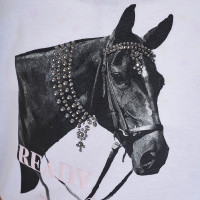 T-shirt fille Equestro Ready To The Party en coton avec strass manches courtes Noir