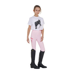 T-shirt fille Equestro Ready To The Party en coton avec strass manches courtes Blanc T-shirt fille Equestro Ready To The Party en coton avec strass manches courtes Blanc