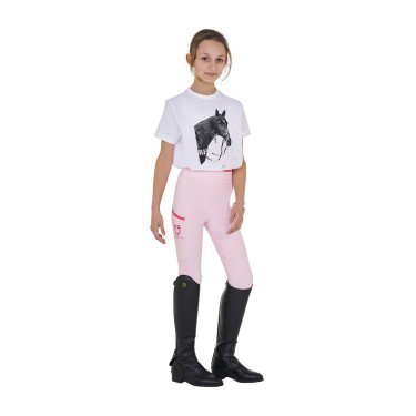 T-shirt fille Equestro Ready To The Party en coton avec strass manches courtes Blanc T-shirt fille Equestro Ready To The Party en coton avec strass manches courtes Blanc