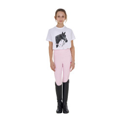 T-shirt fille Equestro Ready To The Party en coton avec strass manches courtes Blanc T-shirt fille Equestro Ready To The Party en coton avec strass manches courtes Blanc