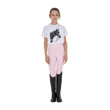T-shirt fille Equestro Ready To The Party en coton avec strass manches courtes Blanc T-shirt fille Equestro Ready To The Party en coton avec strass manches courtes Blanc