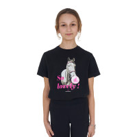 T-shirt fille Equestro So Lovely en coton manches courtes Noir