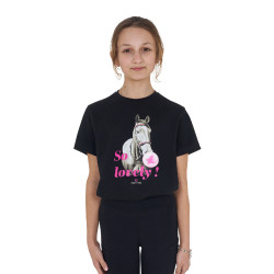 T-shirt fille Equestro So Lovely en coton manches courtes Noir