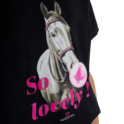 T-shirt fille Equestro So Lovely en coton manches courtes Noir