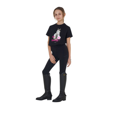 T-shirt fille Equestro So Lovely en coton manches courtes Noir