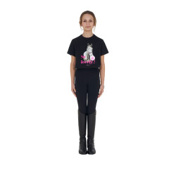 T-shirt fille Equestro So Lovely en coton manches courtes Noir