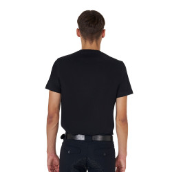 T-shirt homme Equestro basique à logo ton sur ton manches courtes Noir