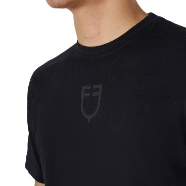 T-shirt homme Equestro basique à logo ton sur ton manches courtes Noir