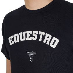 T-shirt homme Equestro Horse Club en coton manches courtes Noir T-shirt homme Equestro Horse Club en coton manches courtes Noir