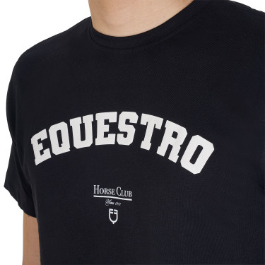 T-shirt homme Equestro Horse Club en coton manches courtes Noir T-shirt homme Equestro Horse Club en coton manches courtes Noir