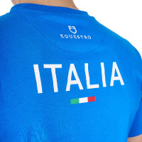 T-shirt homme Equestro x FISE coupe slim manches courtes Bleu de savoie