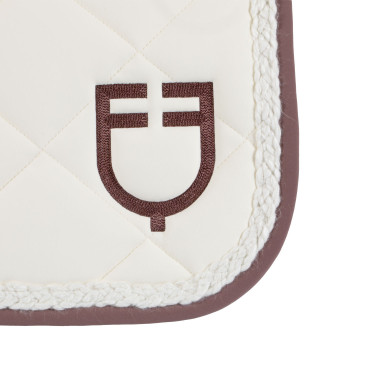 Tapis de dressage Equestro à cordon tressé Blanc antique / marron