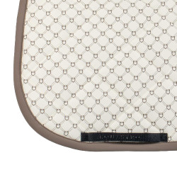 Tapis de dressage Equestro imprimé monogramme Blanc antique / walnut