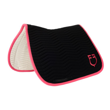 Tapis de dressage Equestro matelassé Wave en tissu technique Noir / chèvrefeuille