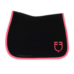 Tapis de dressage Equestro matelassé Wave en tissu technique Noir / chèvrefeuille