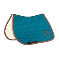 Tapis de saut Equestro matelassé Wave en tissu technique Coral bleu / marron