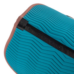 Tapis de saut Equestro matelassé Wave en tissu technique Coral bleu / marron