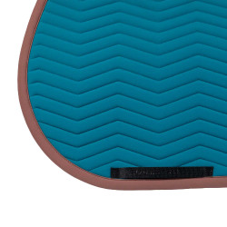 Tapis de saut Equestro matelassé Wave en tissu technique Coral bleu / marron